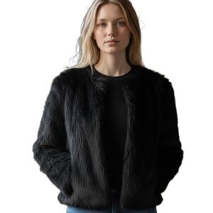 H&M Black faux fur coat